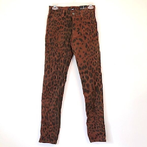 NEW NWT FASHION NOVA Animalistic Skinny Jeans Brown Cheetah Leopard High Waisted - Picture 2 of 11